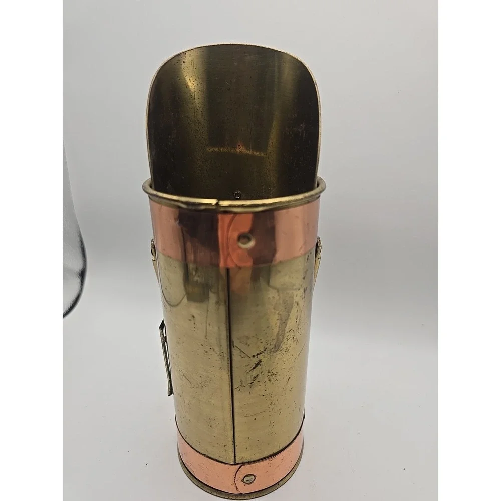 Vintage Copper Brass Coal Ash Scuttle‎ Bucket Scoop Long Match Holder Patina